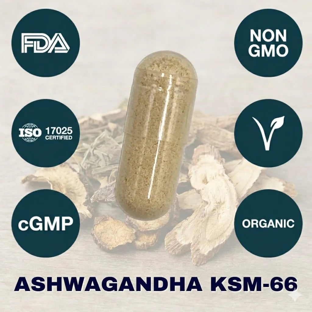 Ashwagandha KSM-66 supplement capsule for thyroid health