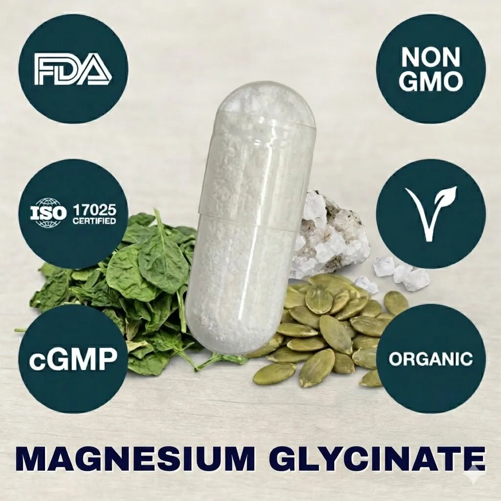 magnesium glycinate supplement capsule for muscle relaxation