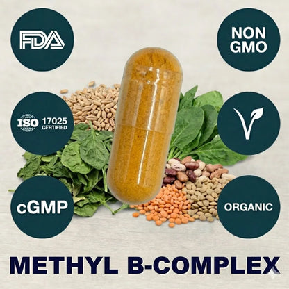 Methyl B-Complex supplement capsule for energy metabolism