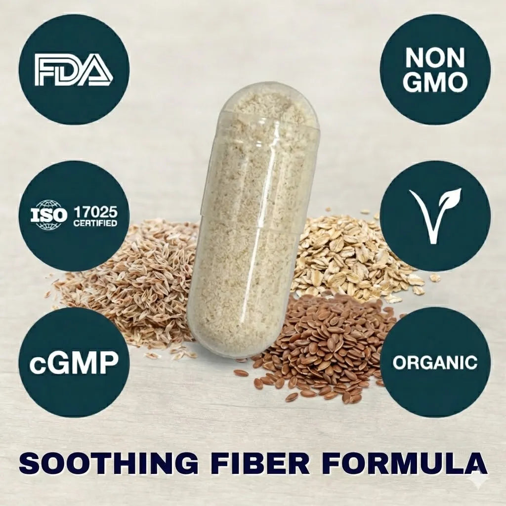 soothing fiber formula supplement capsule for digestive comfort