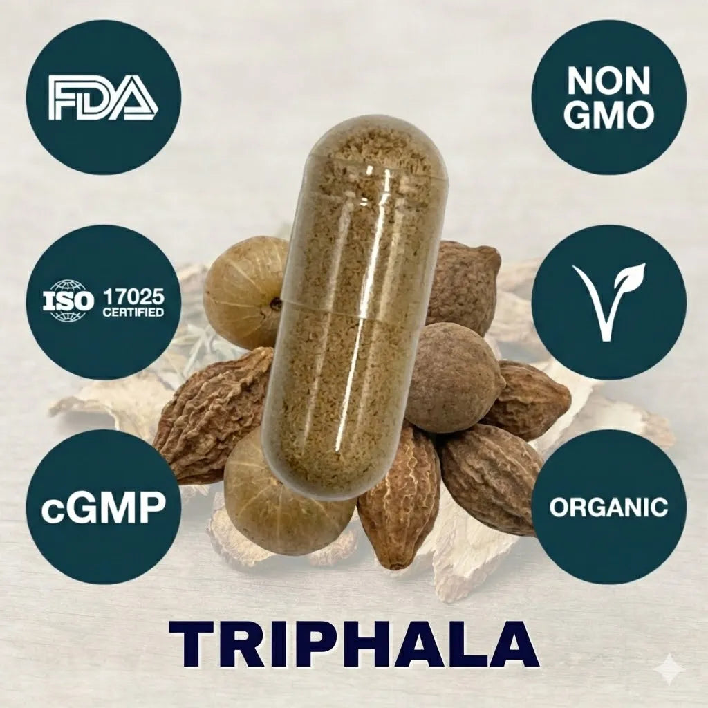 Triphala supplement capsule for digestive motility