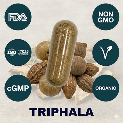 Triphala supplement capsule for digestive motility